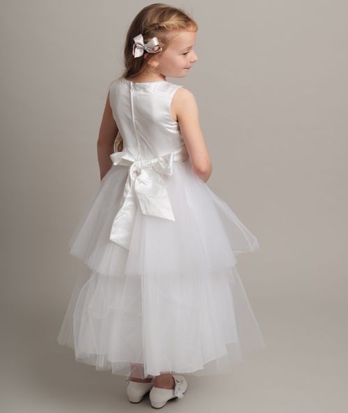 Girls Christening Dress with Satin Bow - K038