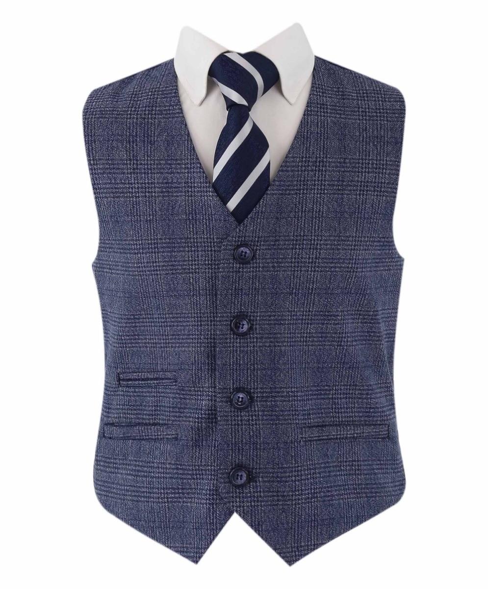 Jungen Tweed Karo Blauer Anzug - GRAHAM - Blau