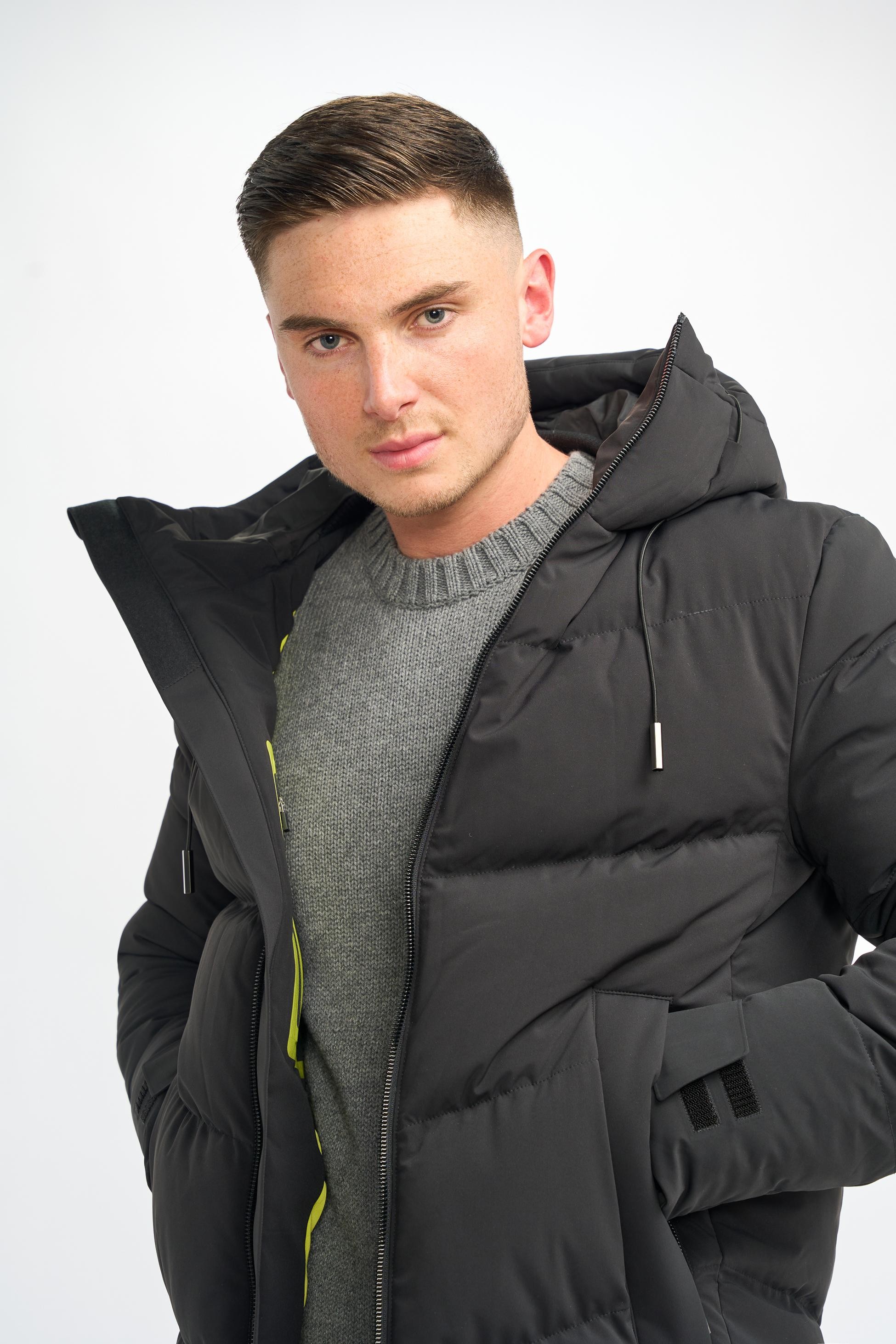 Herren gestepptes Pufferjacke Wintermantel - FABINI - Schwarz