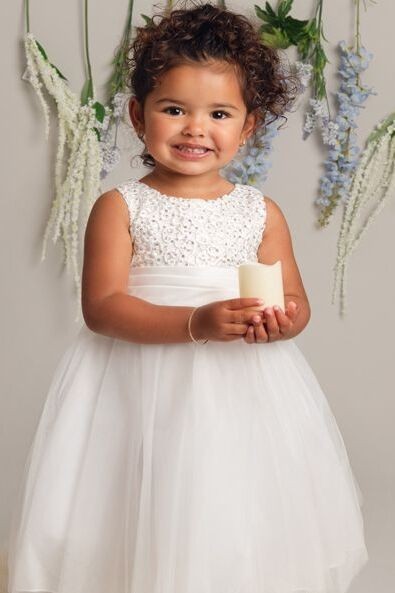 Girls Dress with Floral Bodice & Bow - PC-1025
