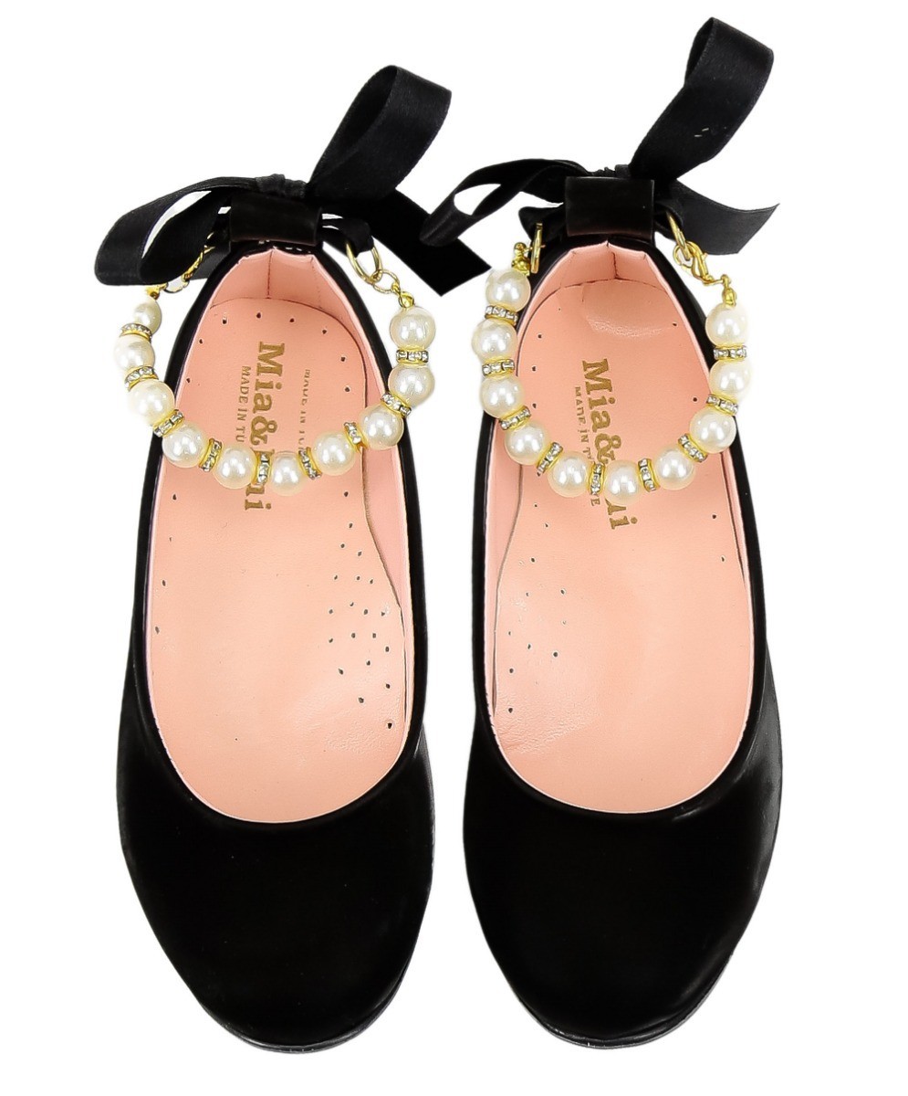 Girls Pearls Flat Mary Jane Shoes - ISABEL