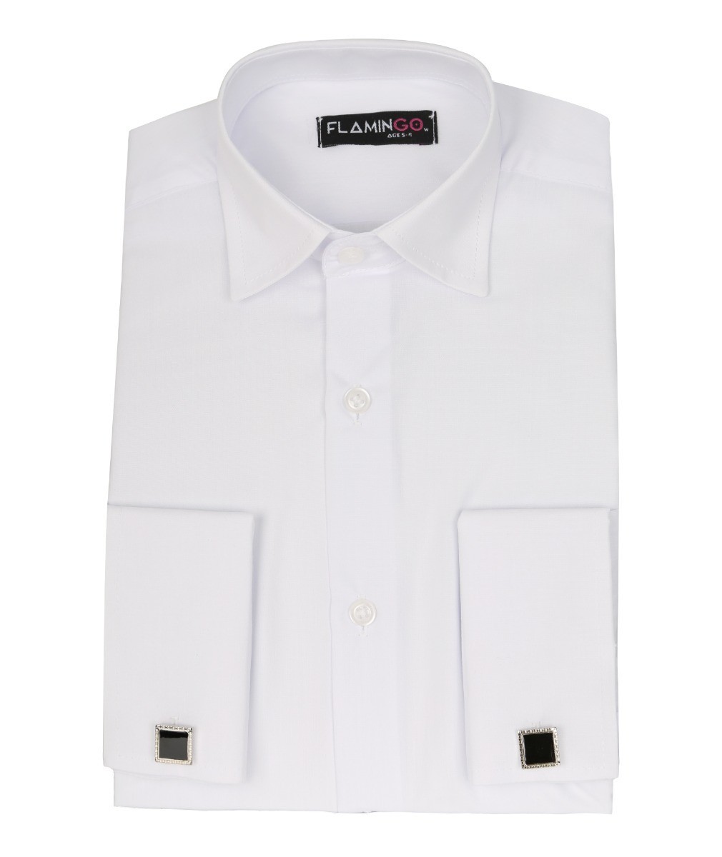 Boys Classic Collar Cufflinks Shirt - White