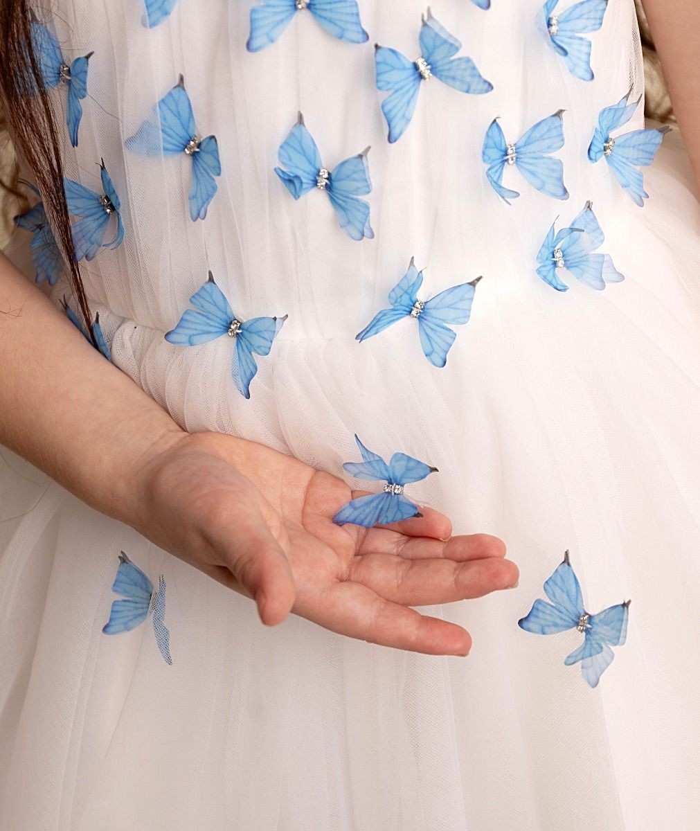 Girls Tulle Dress with Butterfly Appliques - PARIS