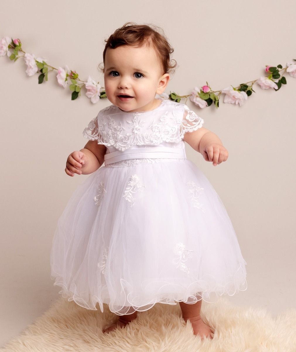 Baby Girls Christening Lace Cape Dress - FAY