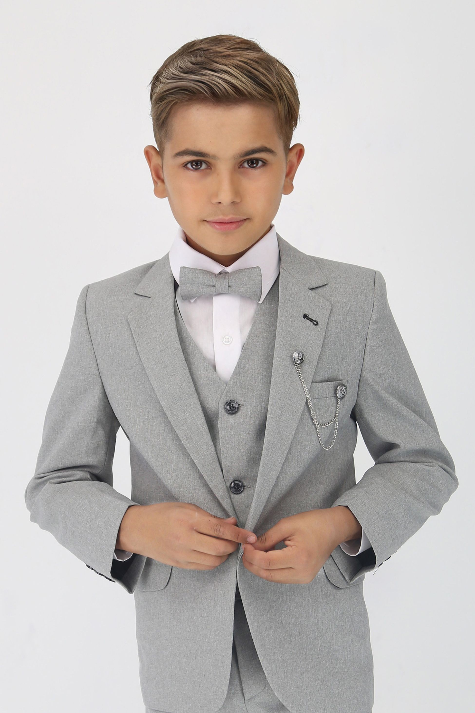 Boys Slim Fit Textured 6-Piece Formal Suit Set