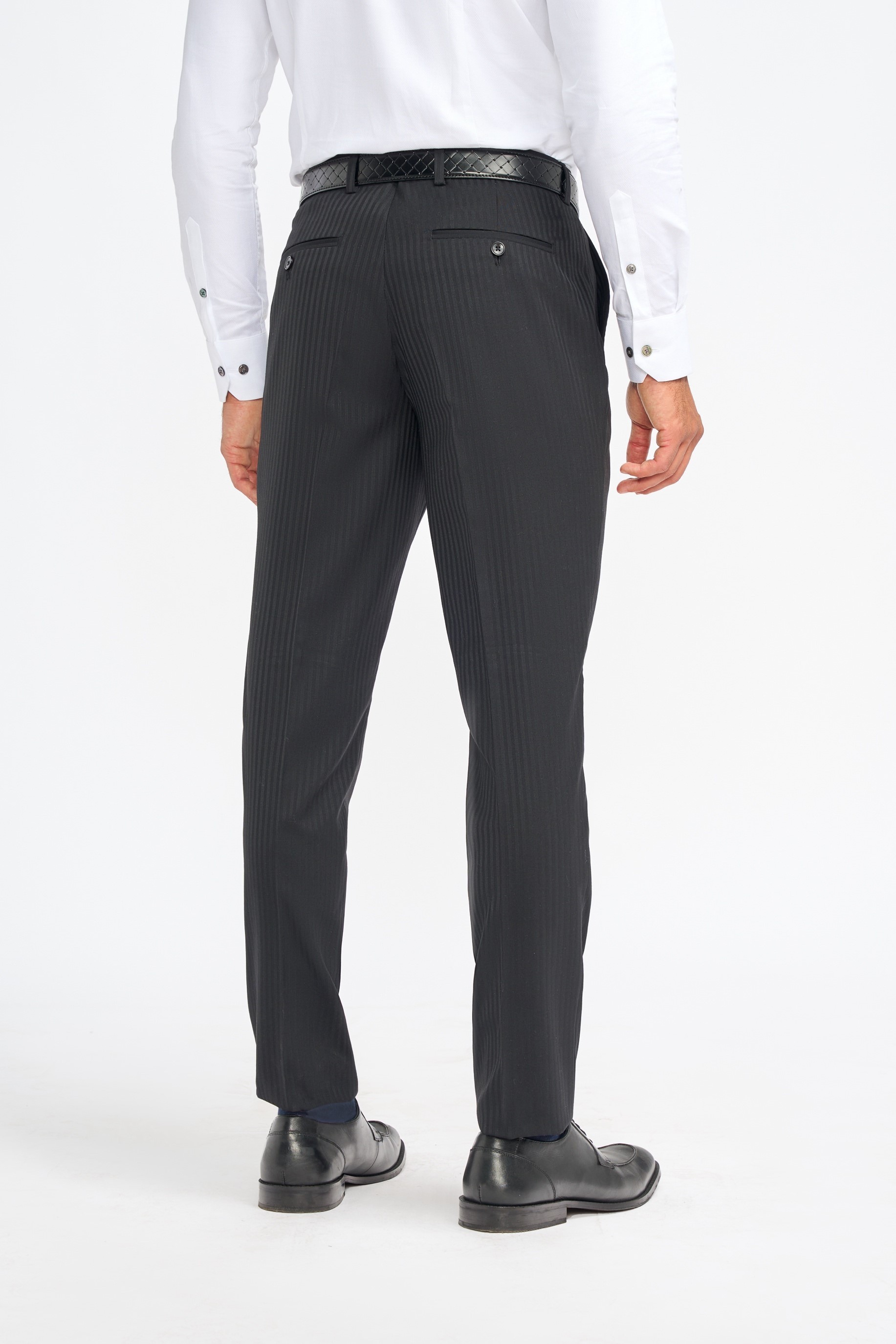 Men’s Black Wool Pinstripe Trousers - Roberto