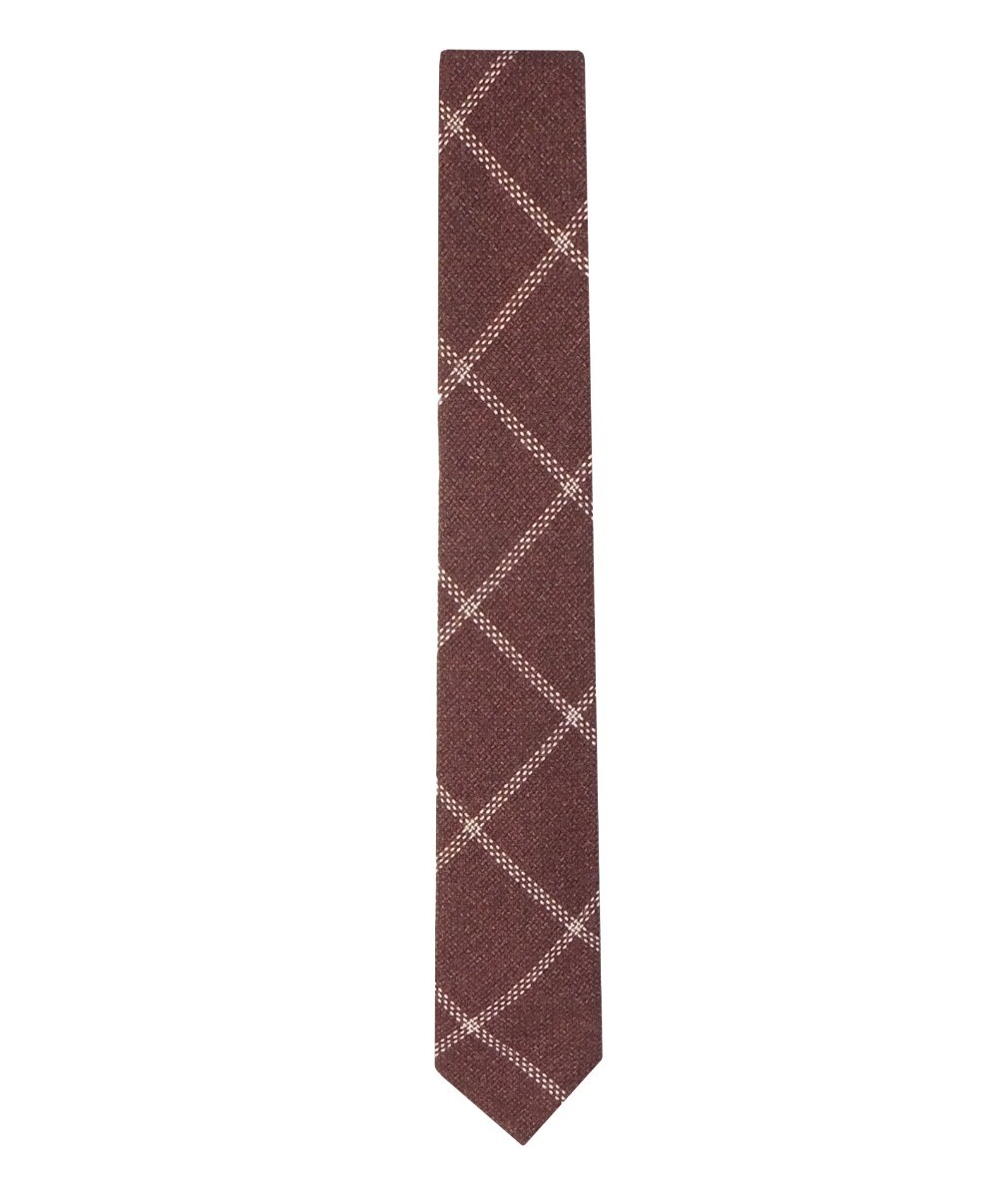 Boys Slim Check Tweed Tie and Hanky Set