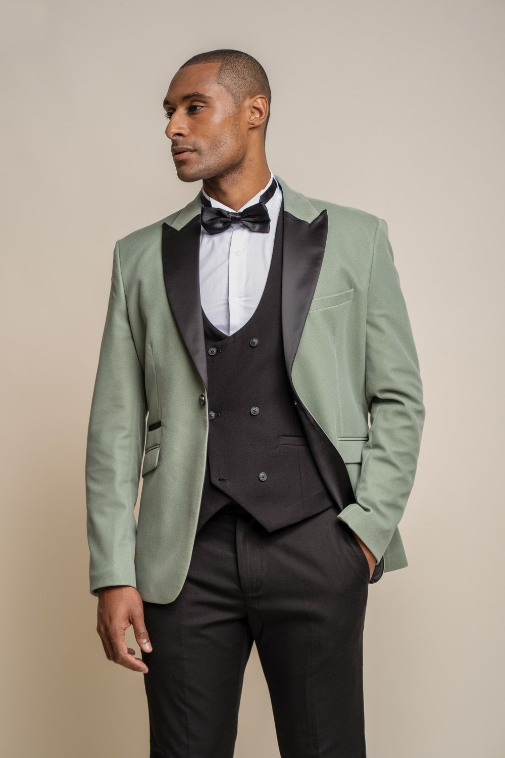 Men's Slim Fit Velvet Tuxedo Blazer - ROSA - Jade Green