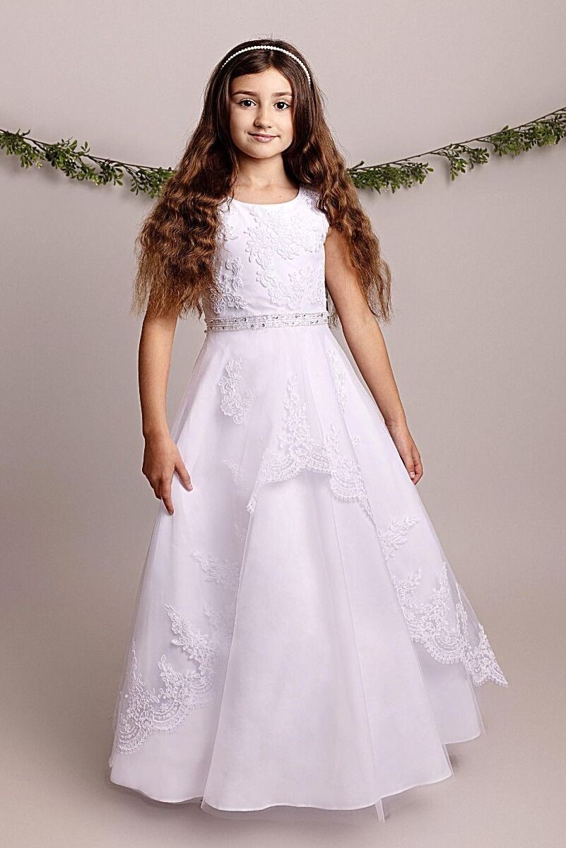 Girls White Lace & Sequin Dress – FALLON