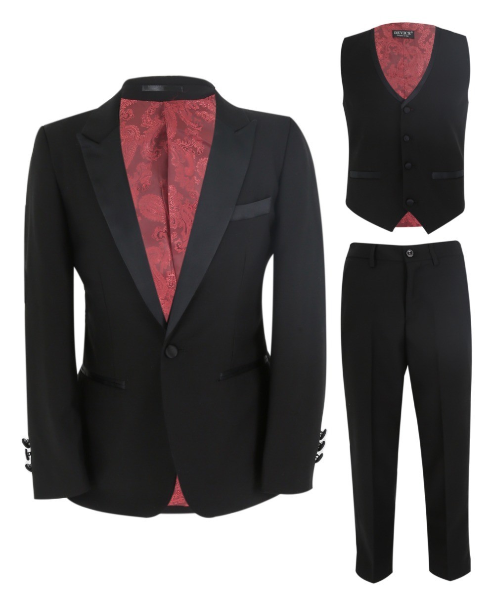 Boys Peak Lapel Tuxedo Dinner Suit - HARRY Black