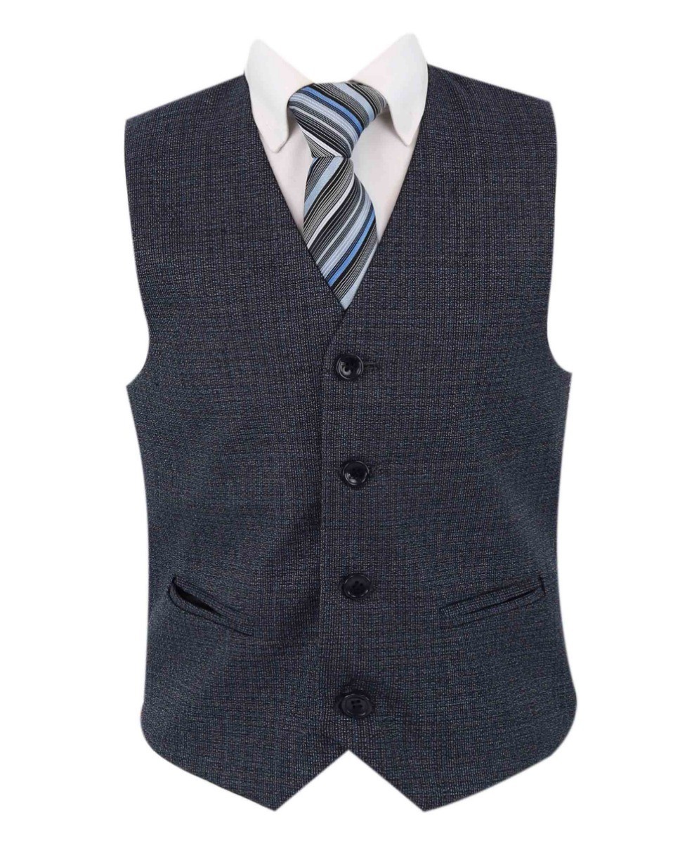 Boys Tailored Fit Textured Suit  - Navy blau