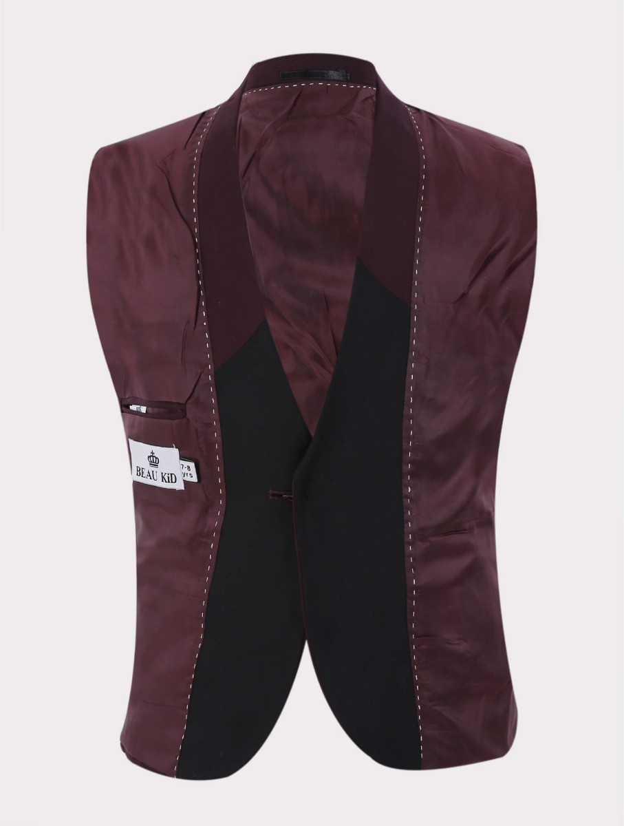 Burgundy Velvet Kingsman Tuxedo 5-piece Suit Set