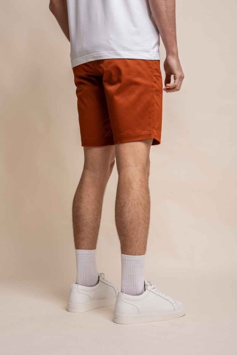 Herren Casual Slim Fit Chino Shorts aus Baumwolle - DAKOTA - Rust Brick