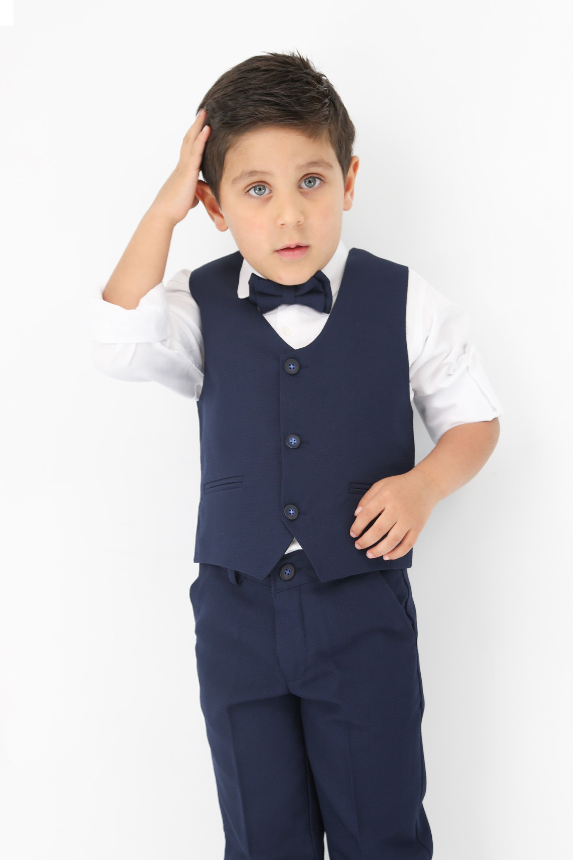 Ensemble Costume Slim Fit Texturé pour Garçons, Tenue de Cérémonie - Bleu marine