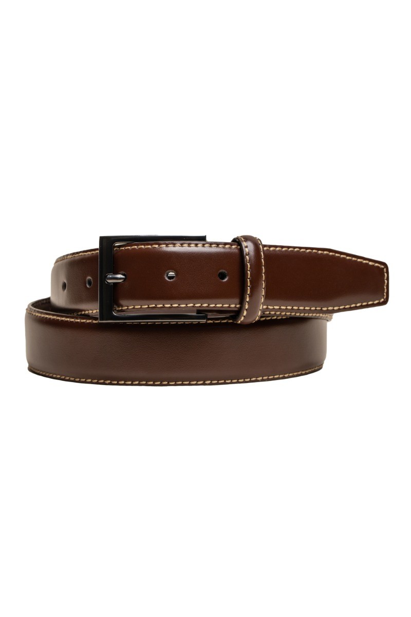 Accessoire Ceinture en Cuir Cousu pour Homme - Brun