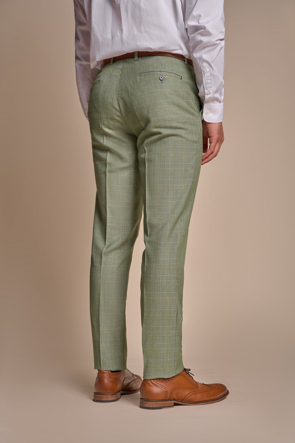 Kombu Green Checks-Plaid Premium Wool Blend Pant For Men