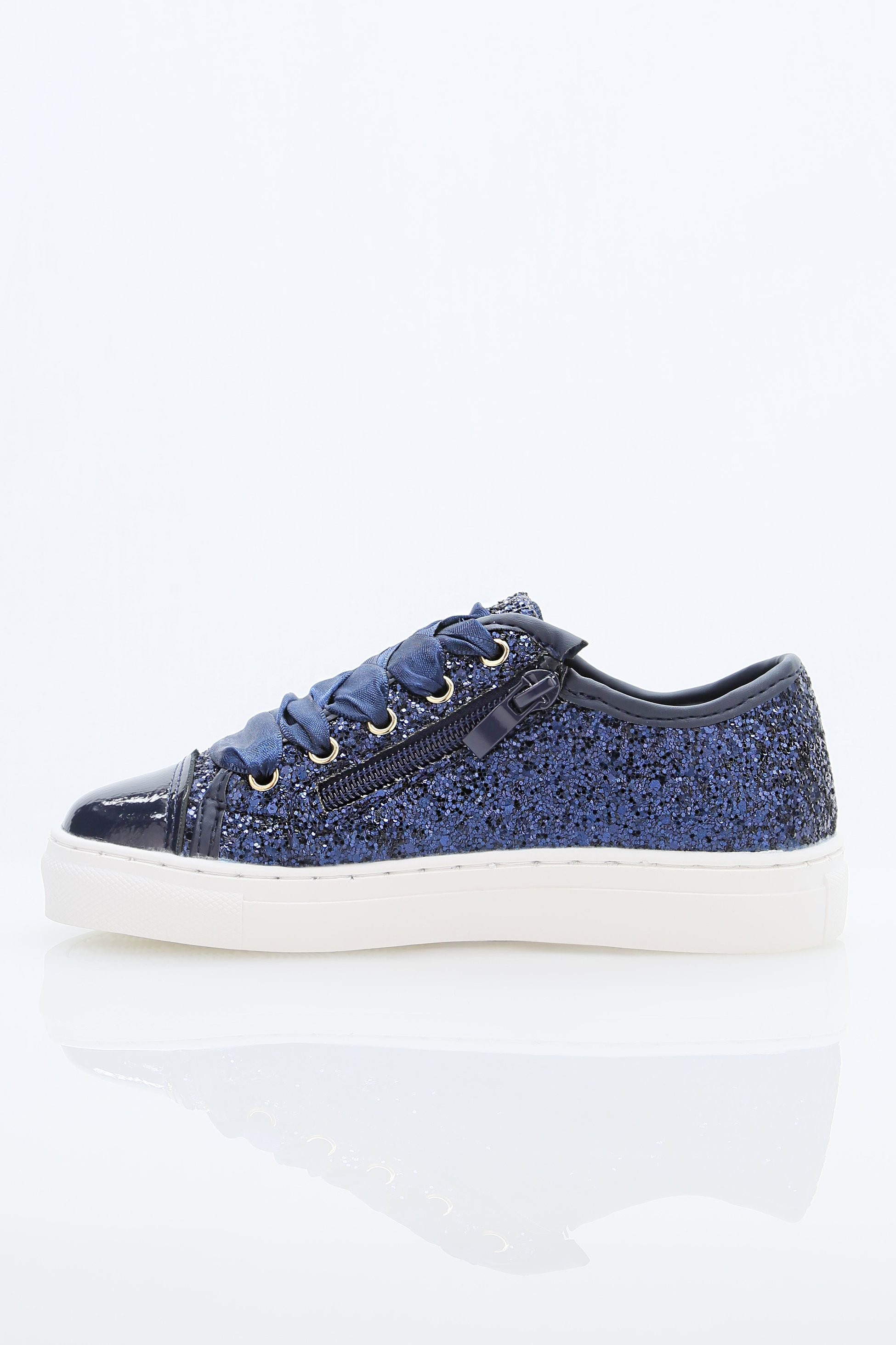 Mädchen Glitzer-Sneakers mit Satinschnürsenkeln – TRINITY - Navy blau