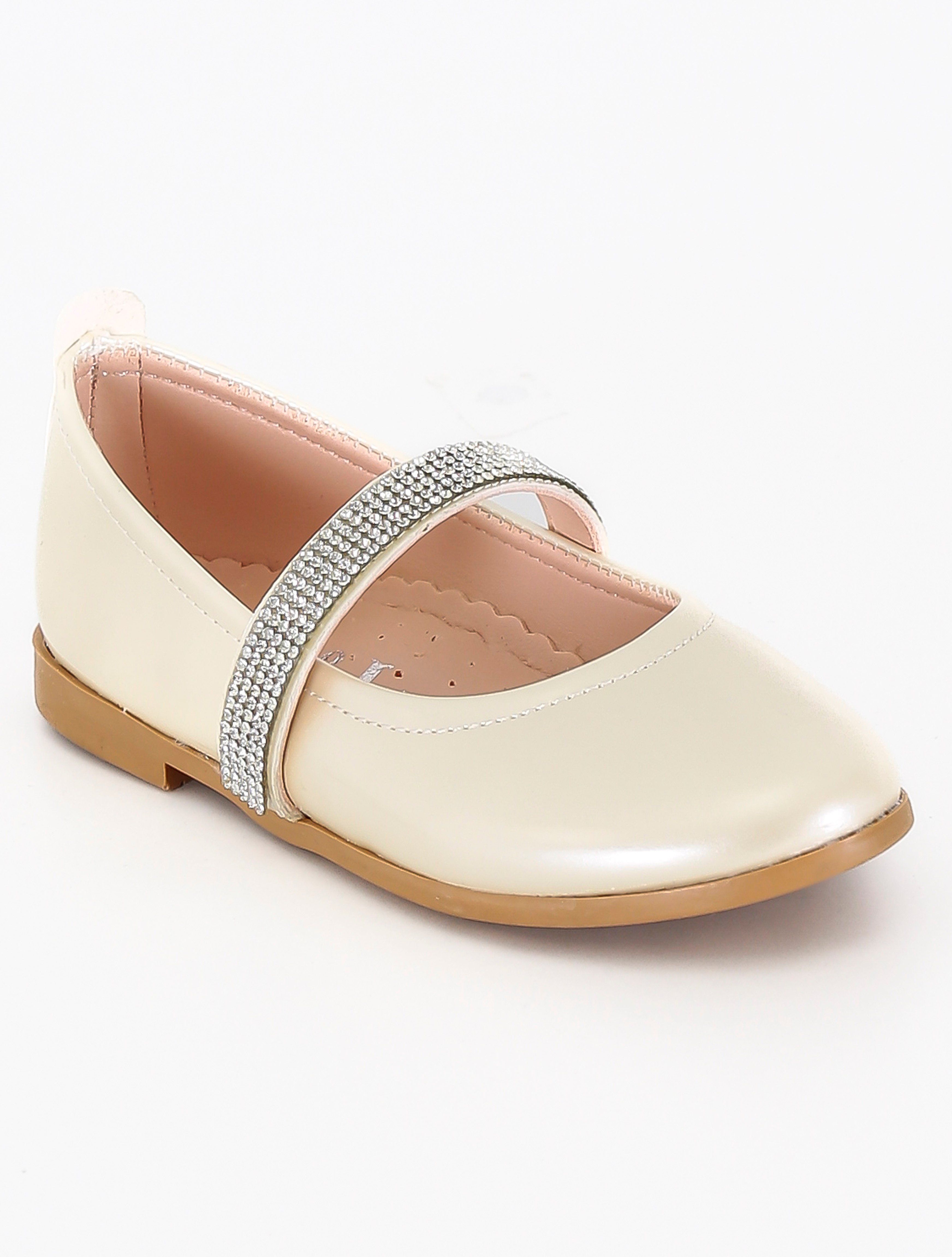 Girls Rhinestone Patent Mary Jane Shoes - ARWEN - Ivory