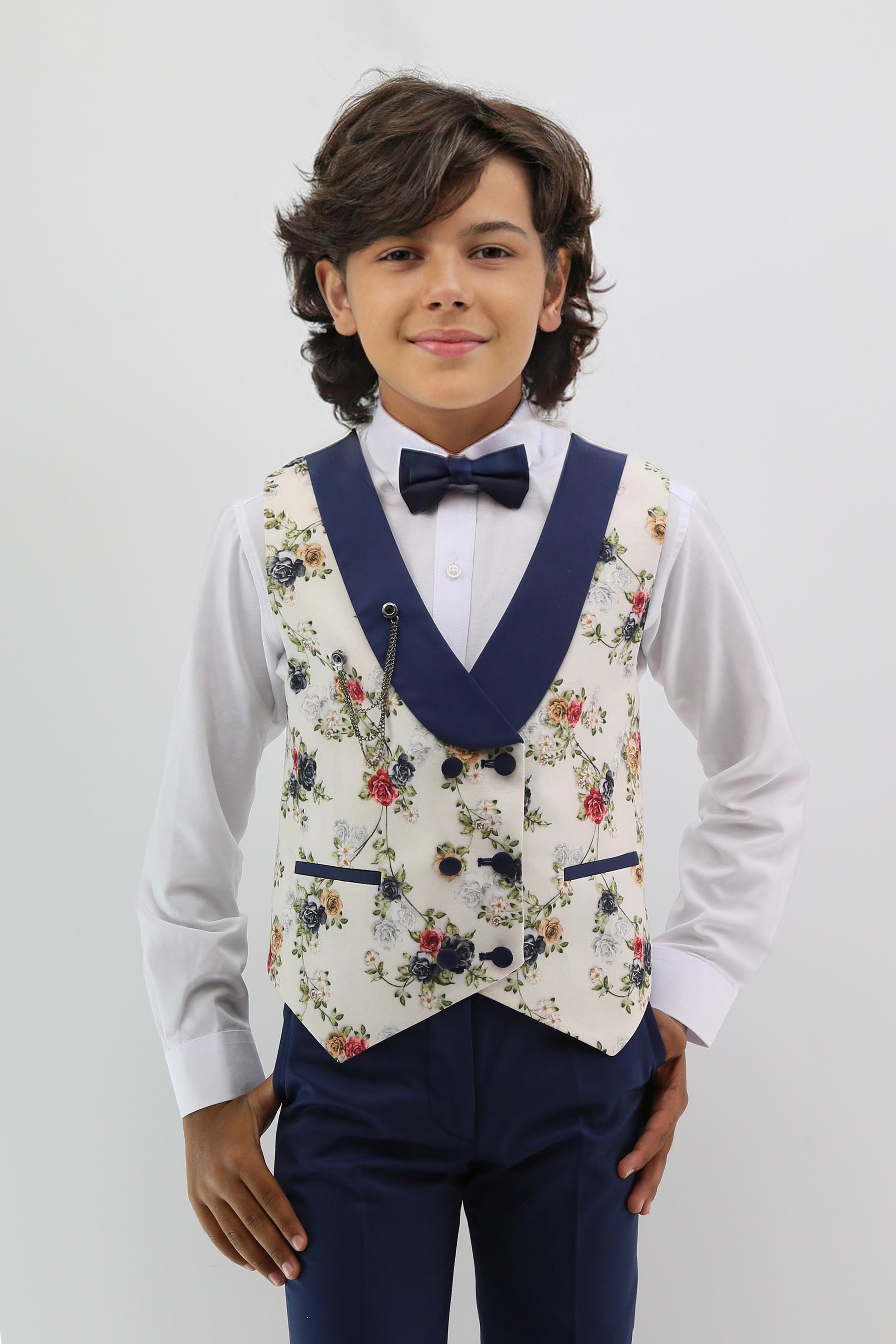 Baby & Boys Double Breasted Floral Waistcoat Suit Set