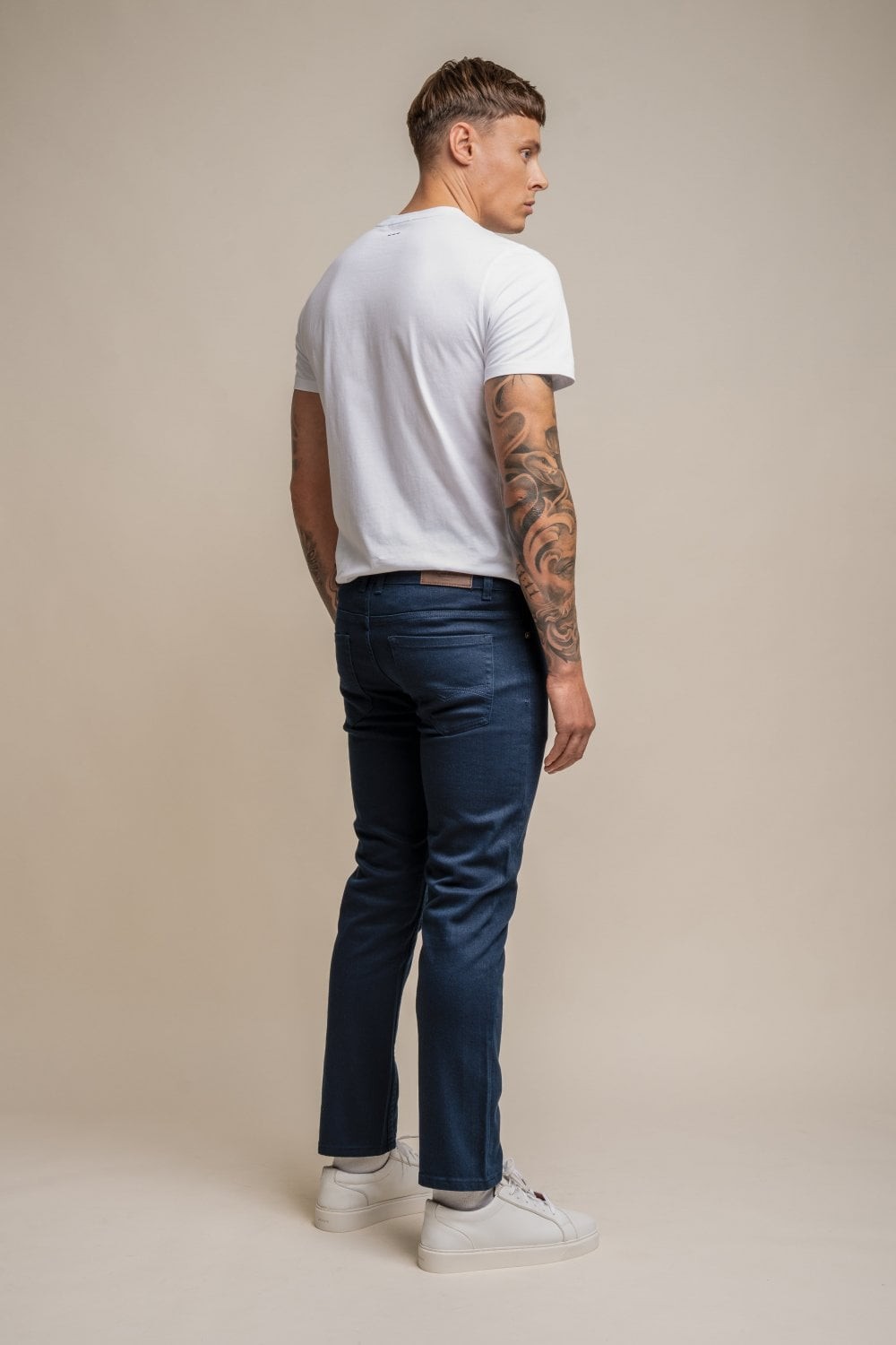 Herren Baumwolle Slim-Fit Stretch Denim Jeans - MILANO - Stahlgrau