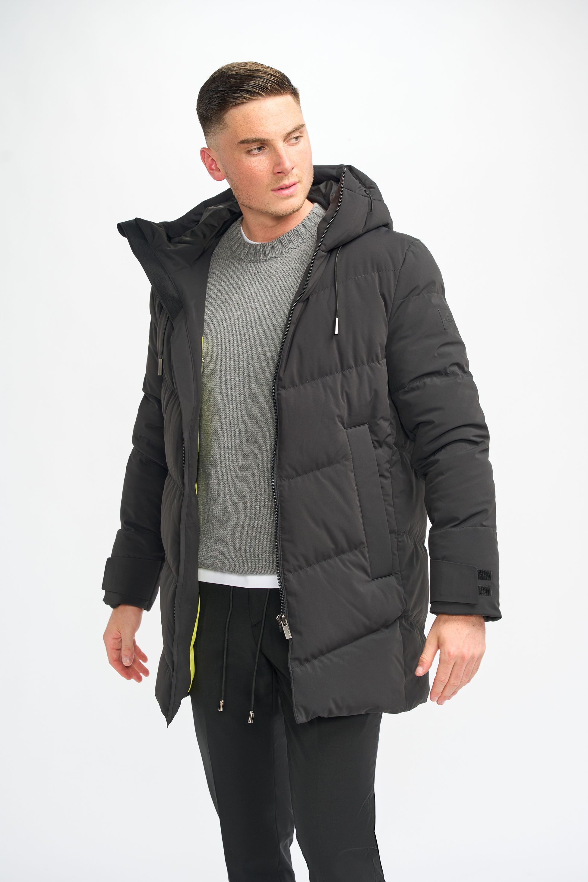 Herren gestepptes Pufferjacke Wintermantel - FABINI - Schwarz