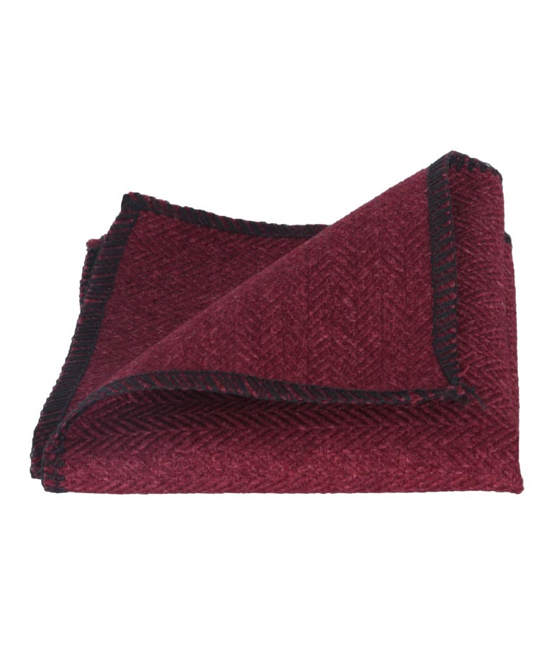 Boys & Men's Herringbone Tweed Pocket Handkerchief - Burgundy