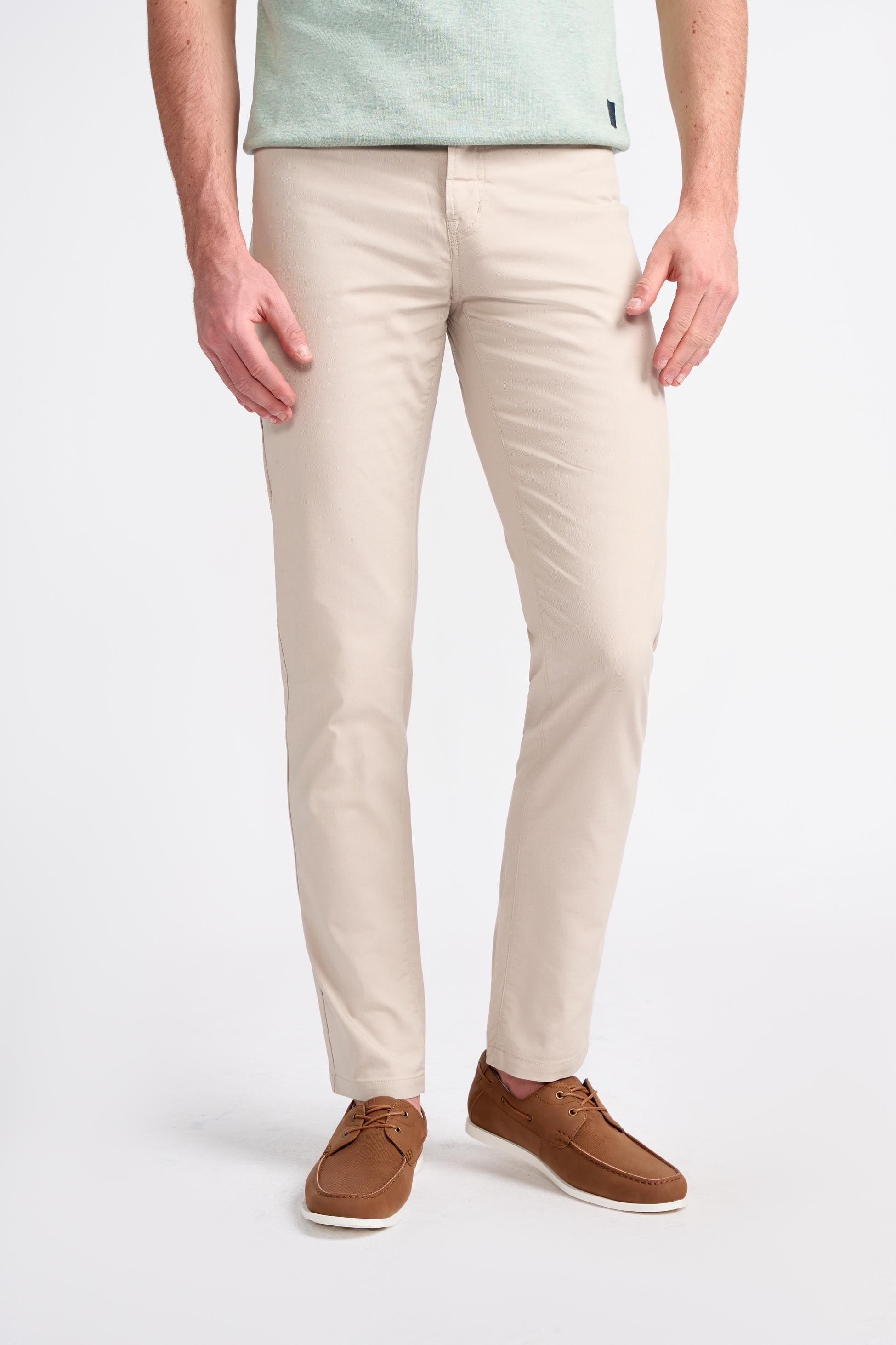 Men’s Cotton Blend Jean Cut Chino Trousers – DALTON - Beige Fawn