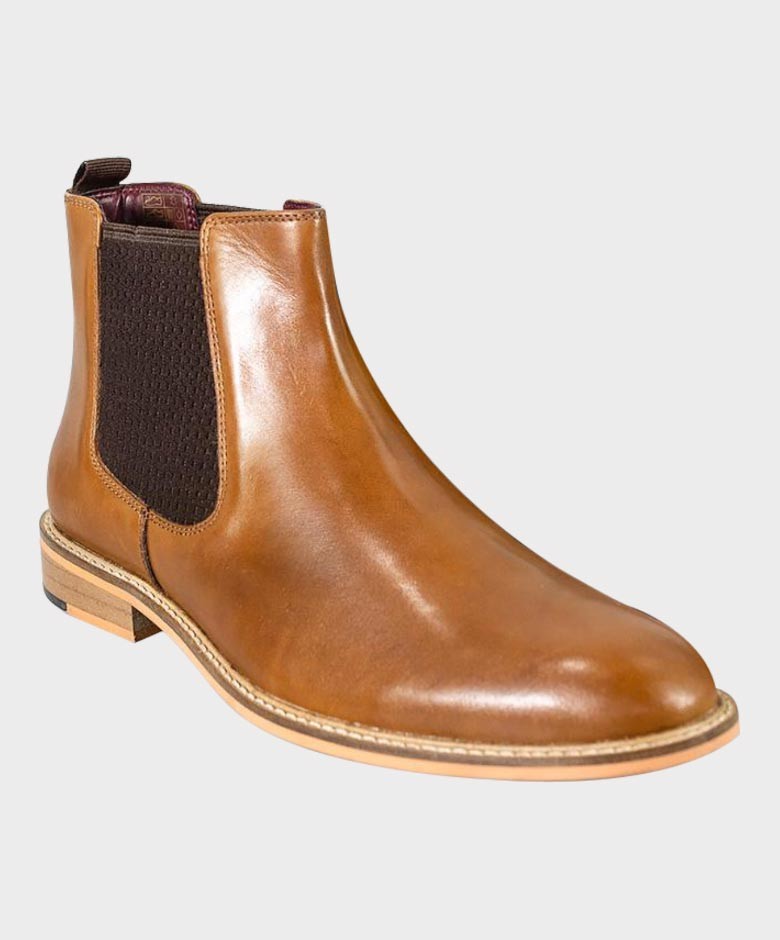 Men's Pull on Leather Chelsea Boots - WATSON Tan