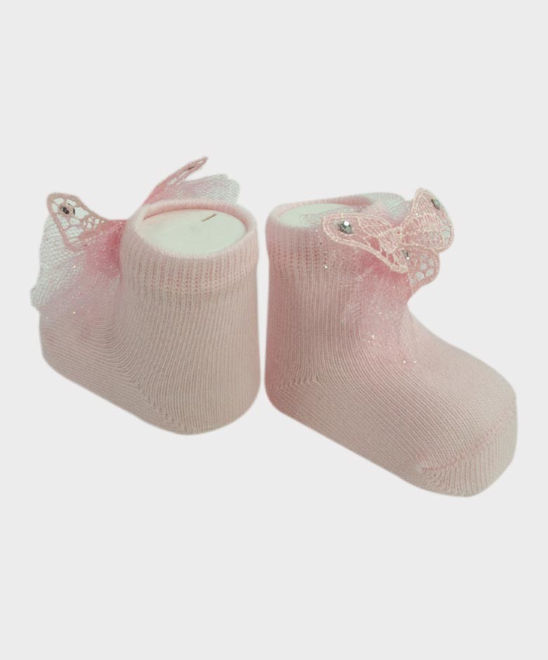 Baby-Mädchen-Stirnband und Socken-Hochzeitskommunion-Zubehör-Set - Rosa