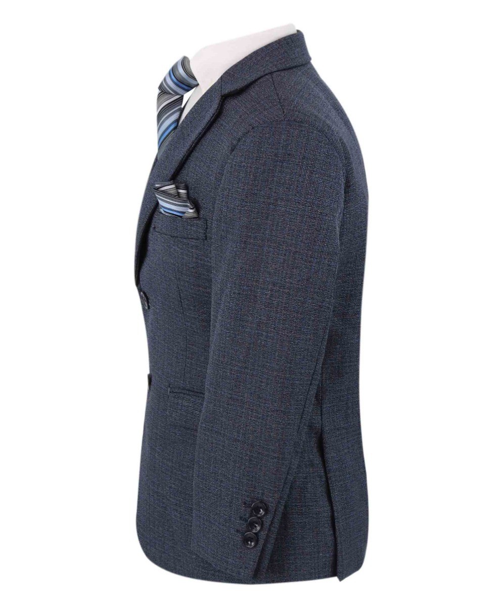 Boys Tailored Fit Textured Suit  - Navy blau