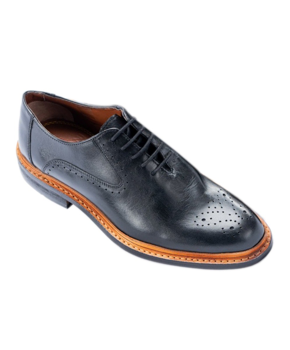 Men's Lace Up Leather Brogue Shoes - BRENTWOOD