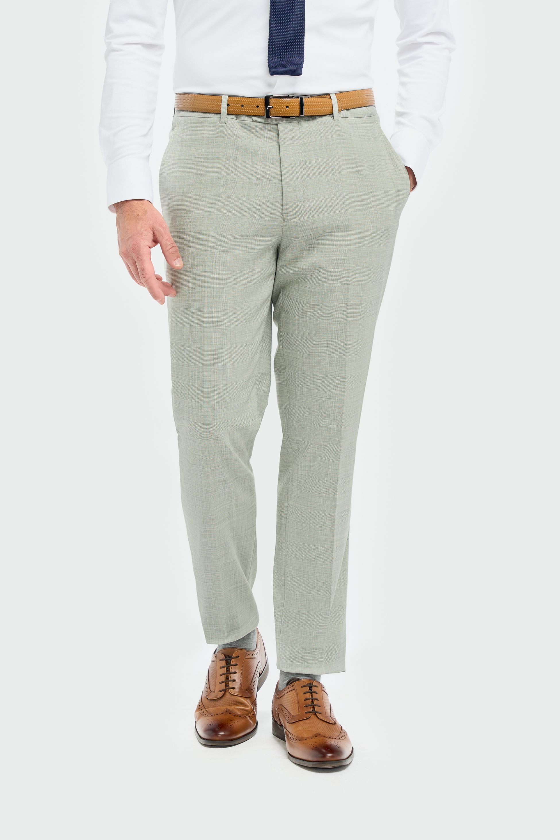 Men’s Sage Green Textured Trousers - Camden