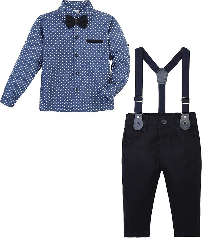 Baby & Jungen Gentleman-Outfit - 4-teiliges Hosenträger-Set - KELEBEK - Saxe - Navy