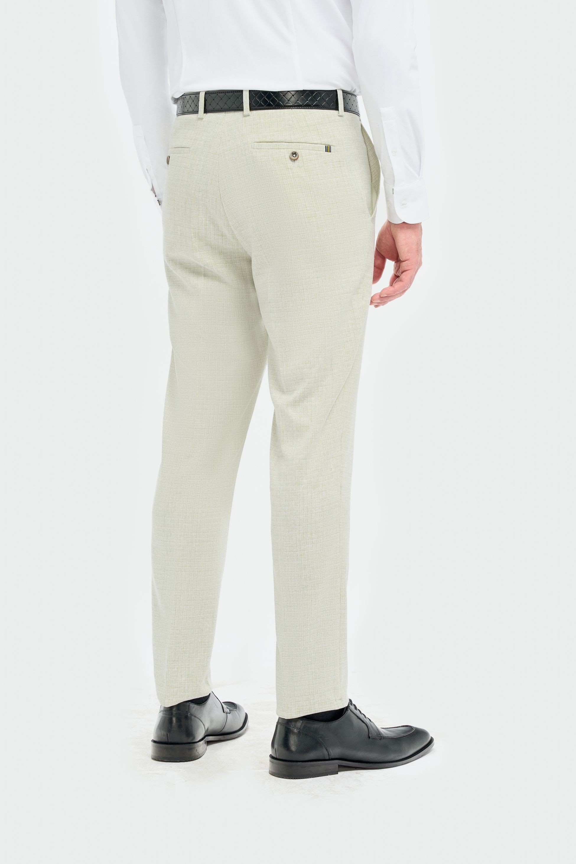 Herren Slim-Fit Texturierte Formelle Hose - Tropez - Salbeigrün