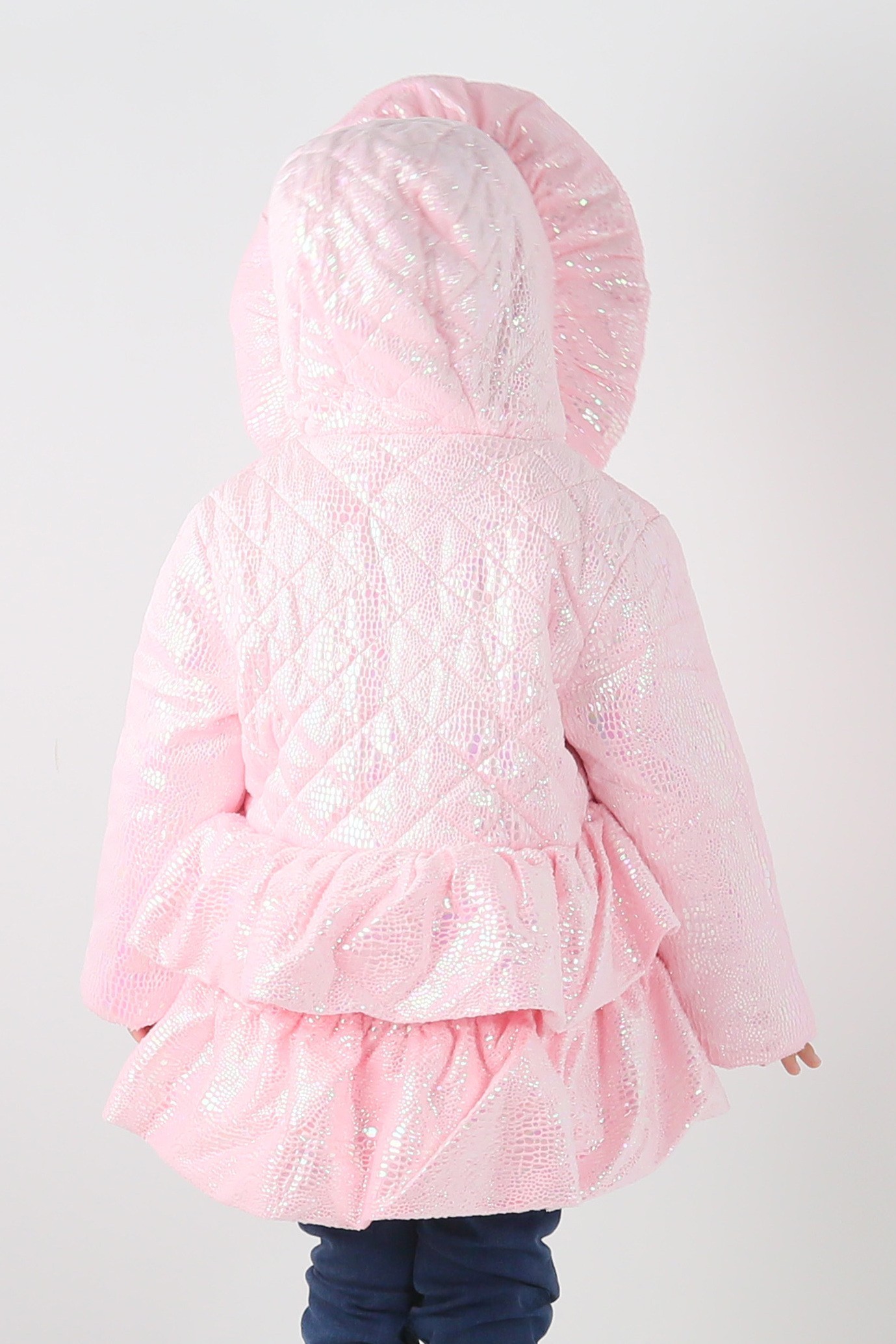 Baby- & Mädchen-Schimmernde Steppjacke mit Kapuze - SCARLET - Rosa