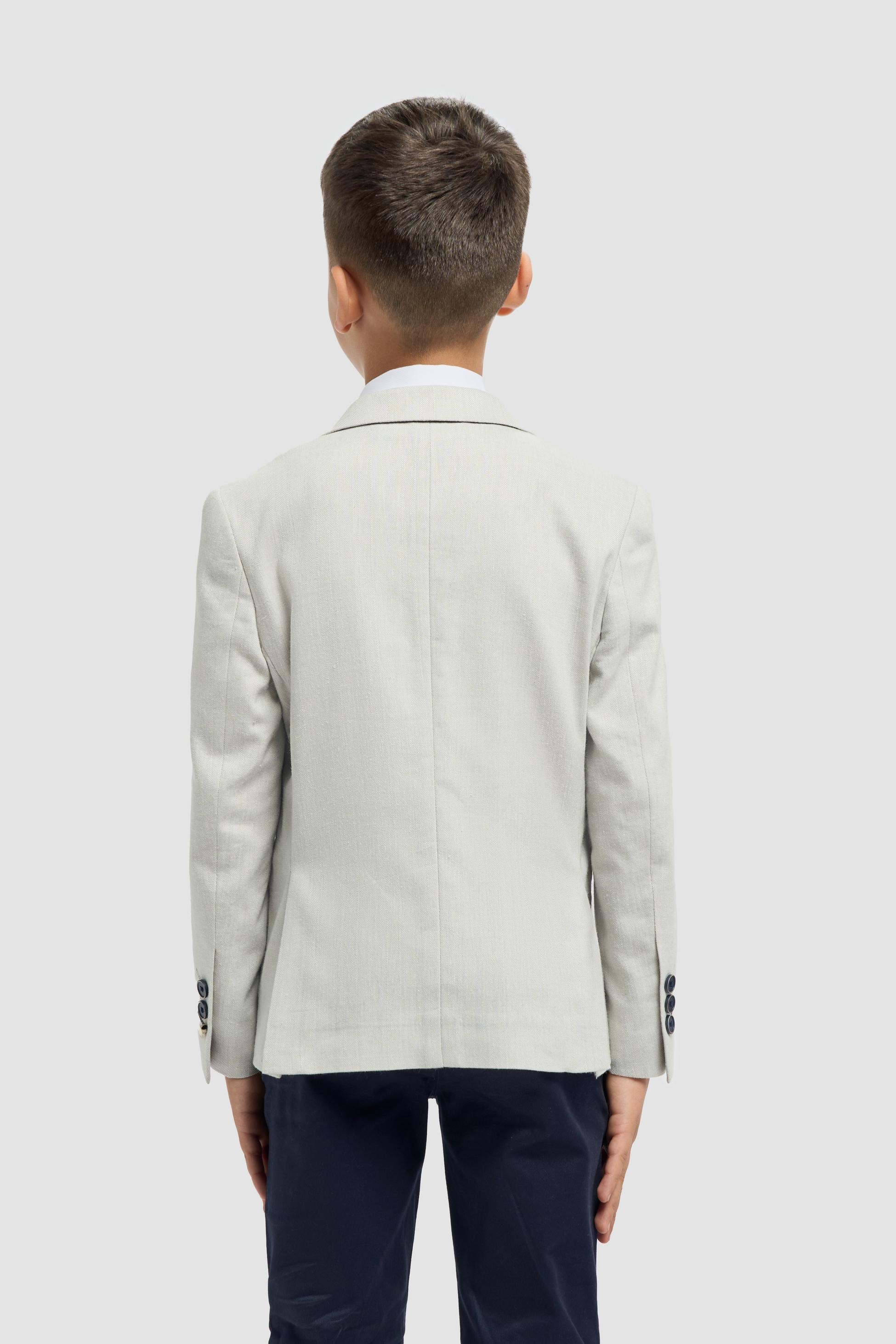 Jungen Leinenmischung Blazer mit Aufgesetzten Taschen - Luigi - Schiefergrau