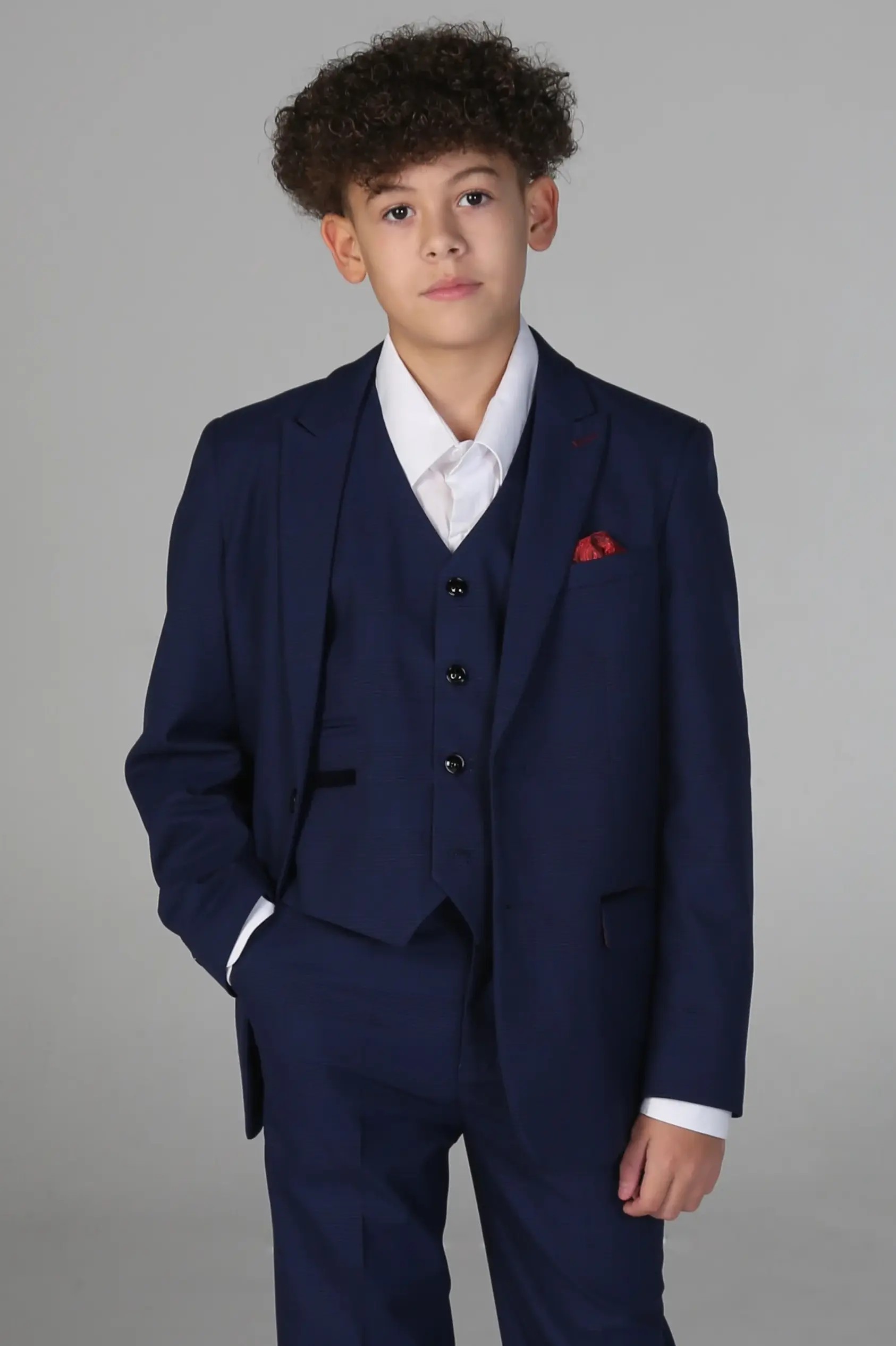 Boys Tailored Fit Tweed Check Suit - MARK - Blue