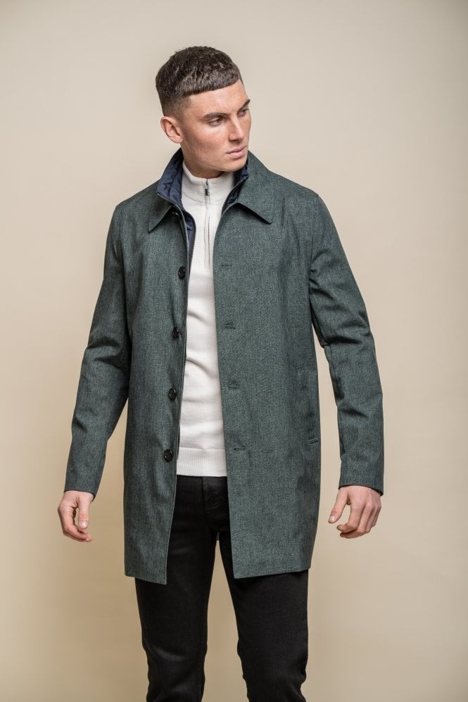 Manteau Geke Mi-longueur pour Homme avec Zip Amovible - BRANDO - Olive verte