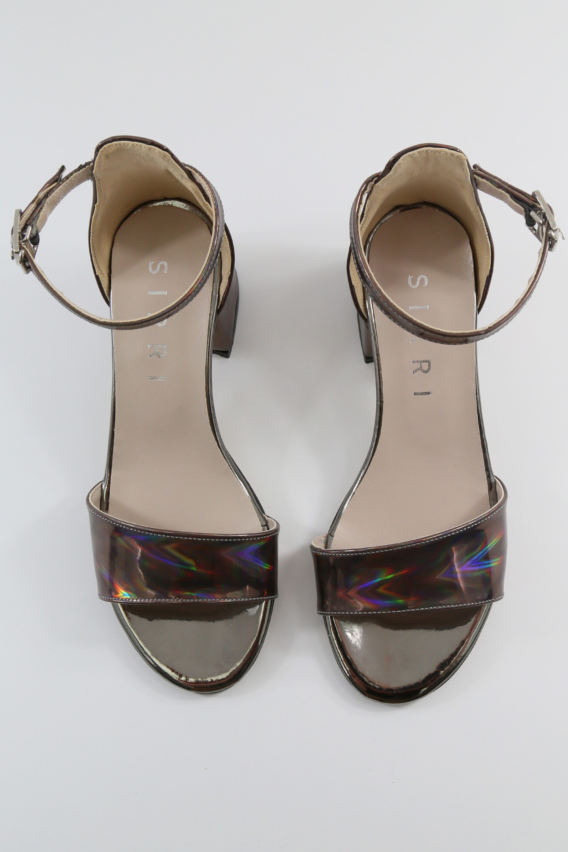 Mädchen Iridescente Blockabsatz-Sandalen in Lackoptik - NOVA - Dunkelsilber