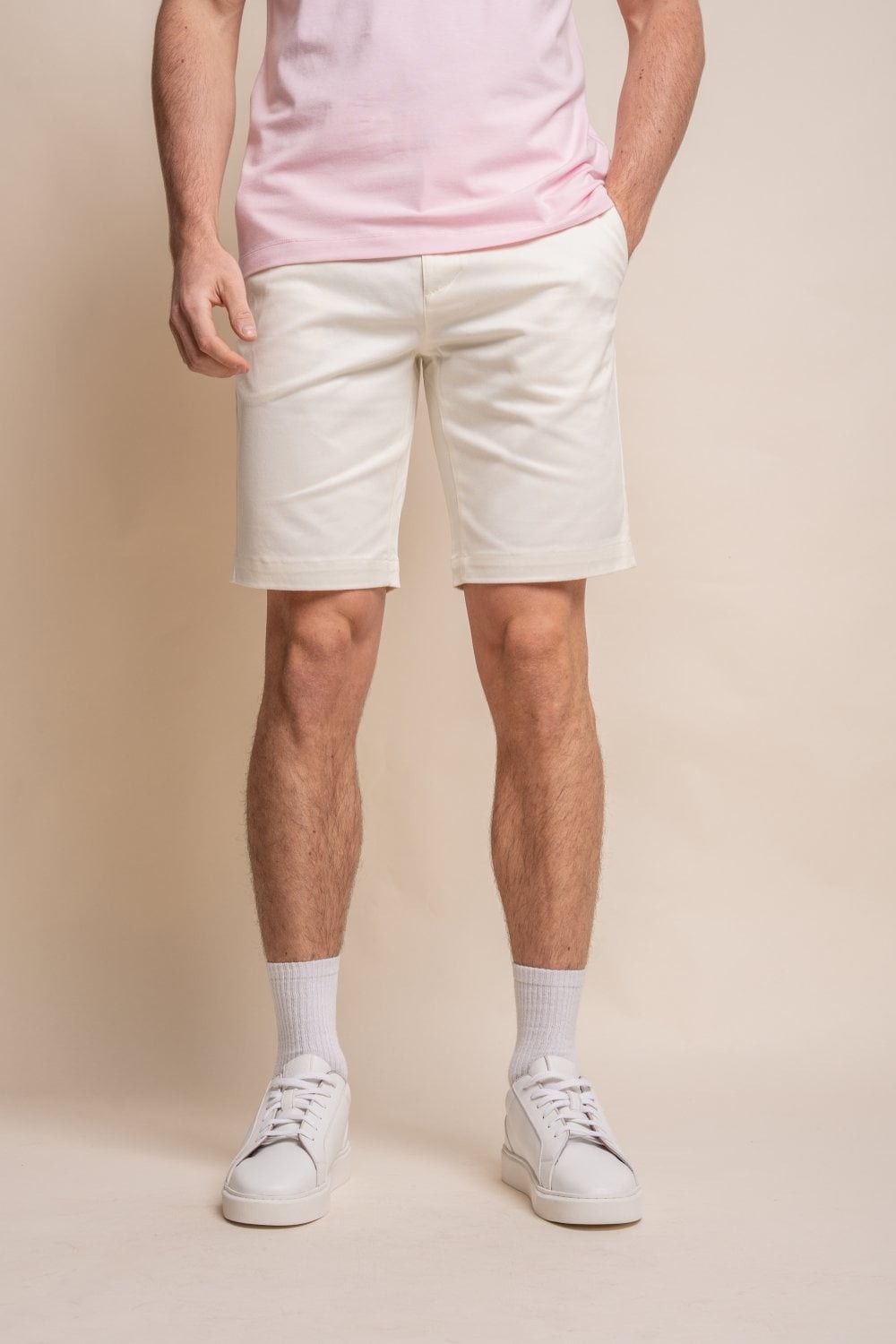 Men's Cotton Casual Chino Shorts - DAKOTA - Ecru