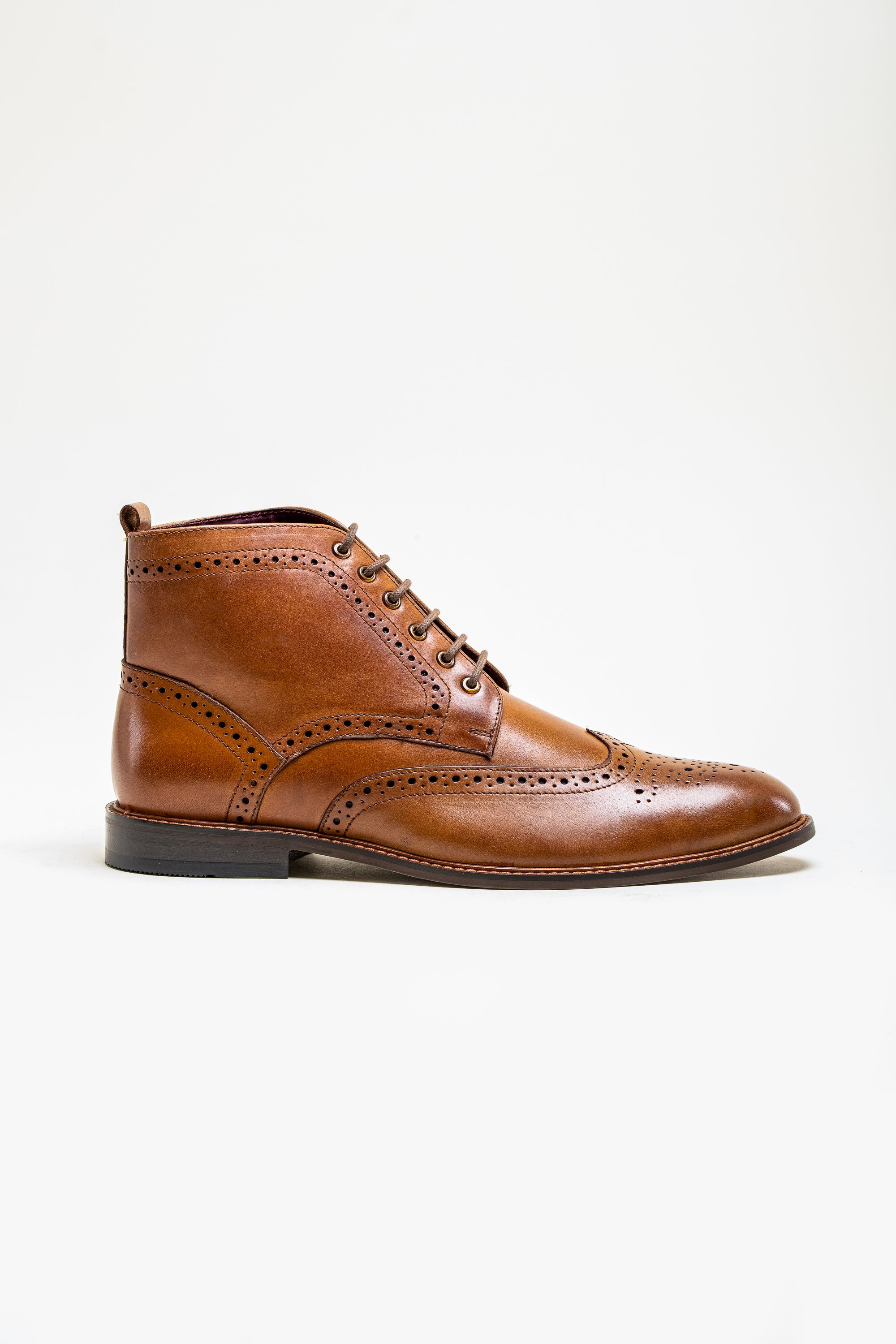 Men's Leather Lace up Brogue Boots - HOLMES