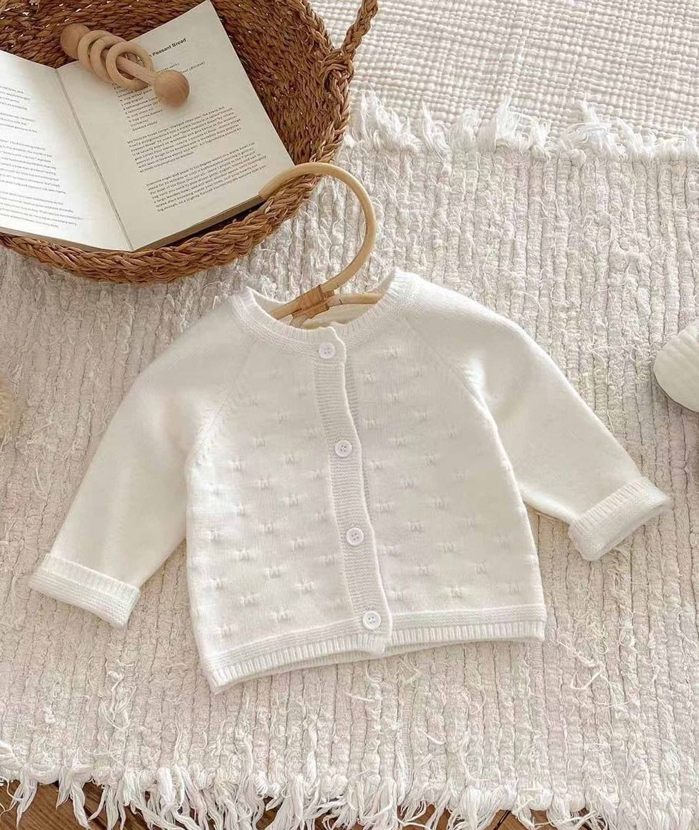 Baby Girls Vintage Ivory Knitted Cardigan - 2405