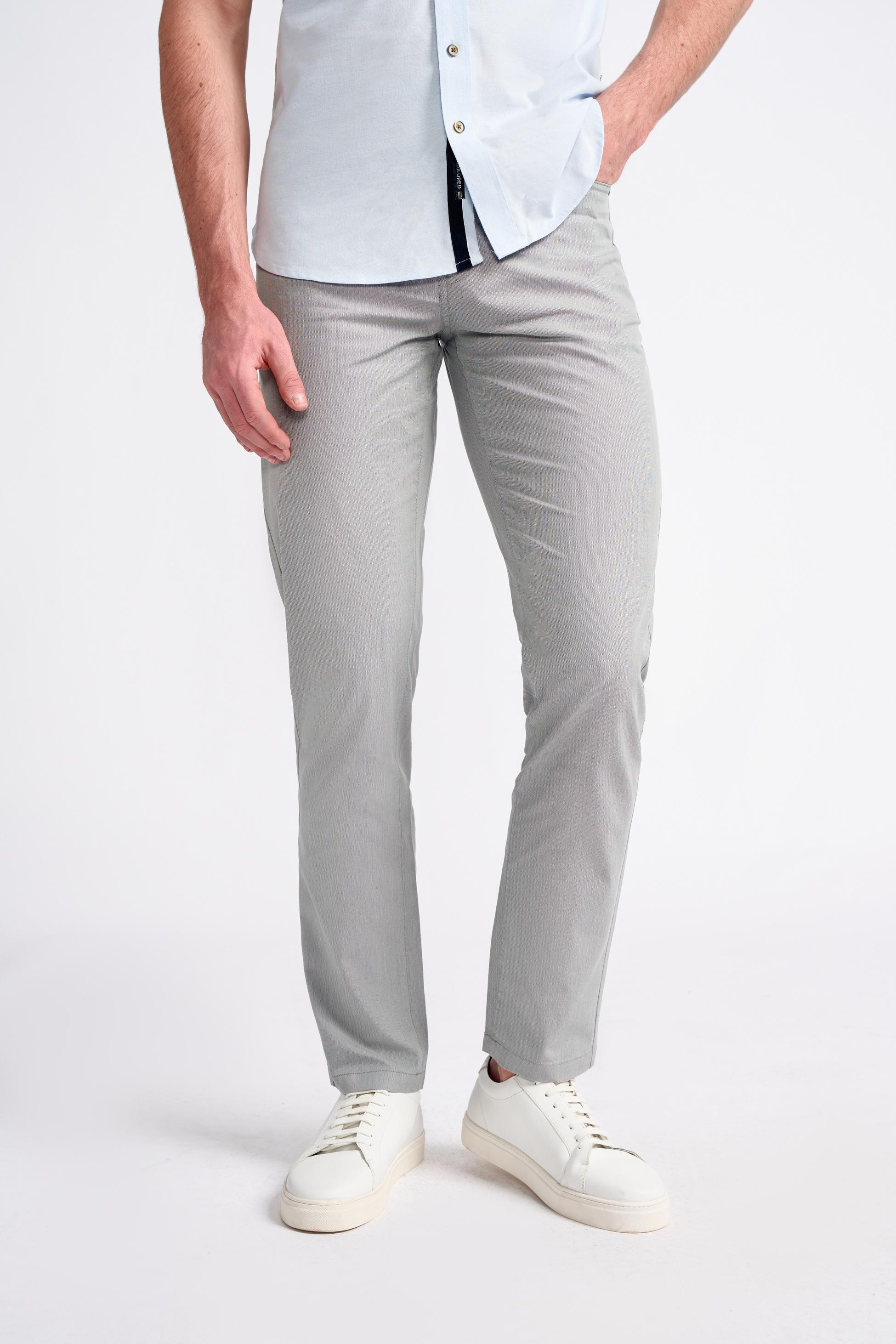 Men’s Cotton Blend Jean Cut Chino Trousers – DALTON - Grey