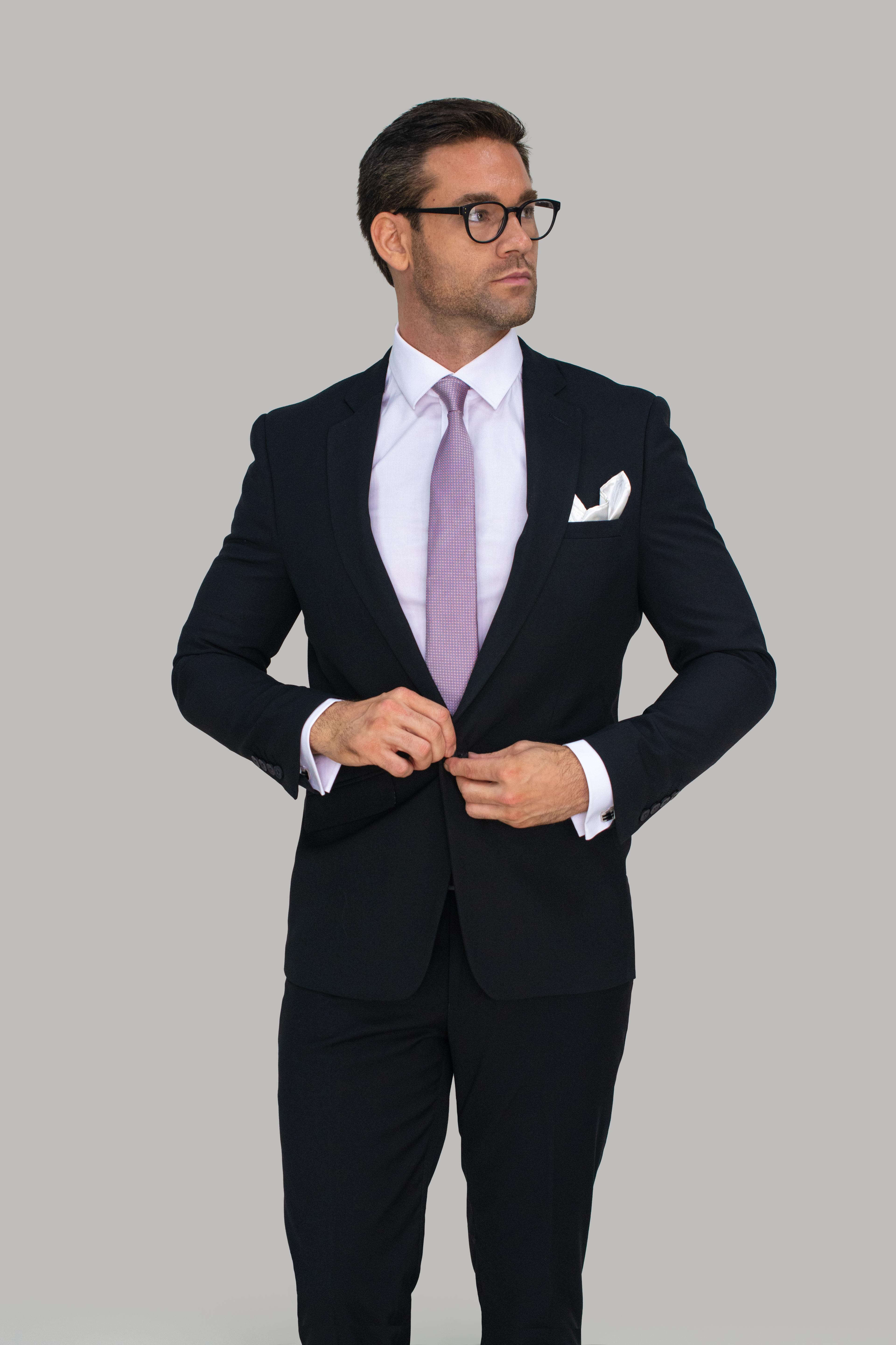 Men's Slim Fit Formal Black Suit - MARCO