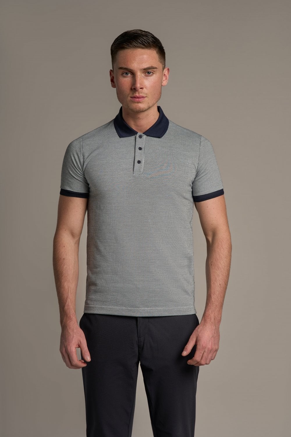Men's Cotton Houndstooth Polo Shirt - SABER