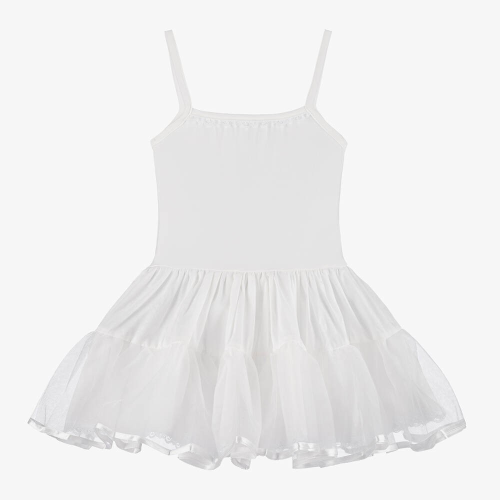 Robe en Coton Blanc avec Jupon de Ballerine pour Bébé Fille - Ivoire