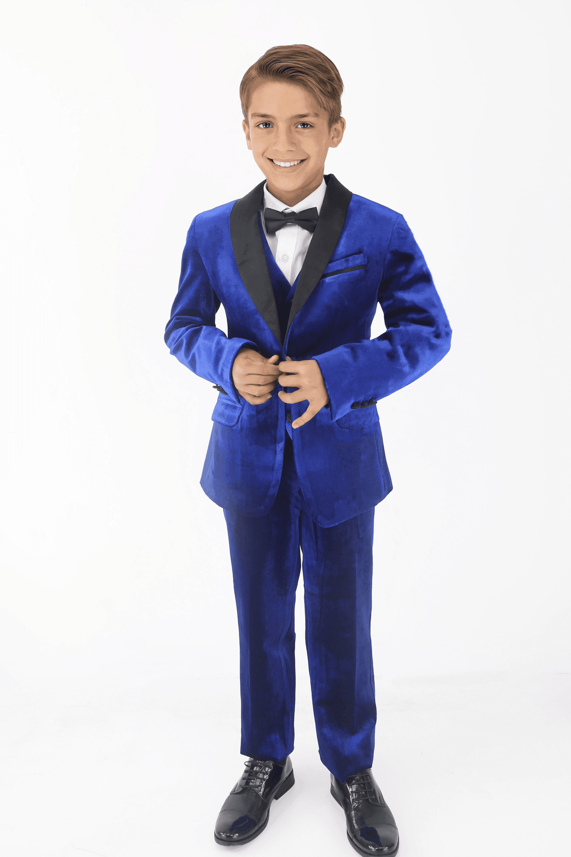 Boys' Velvet Suit with Satin Shawl Lapels - EC103