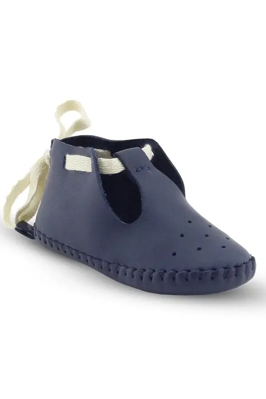 Baby Boys Genuine Leather Pre-walker Crib Shoes - Patik  - Navy Blue