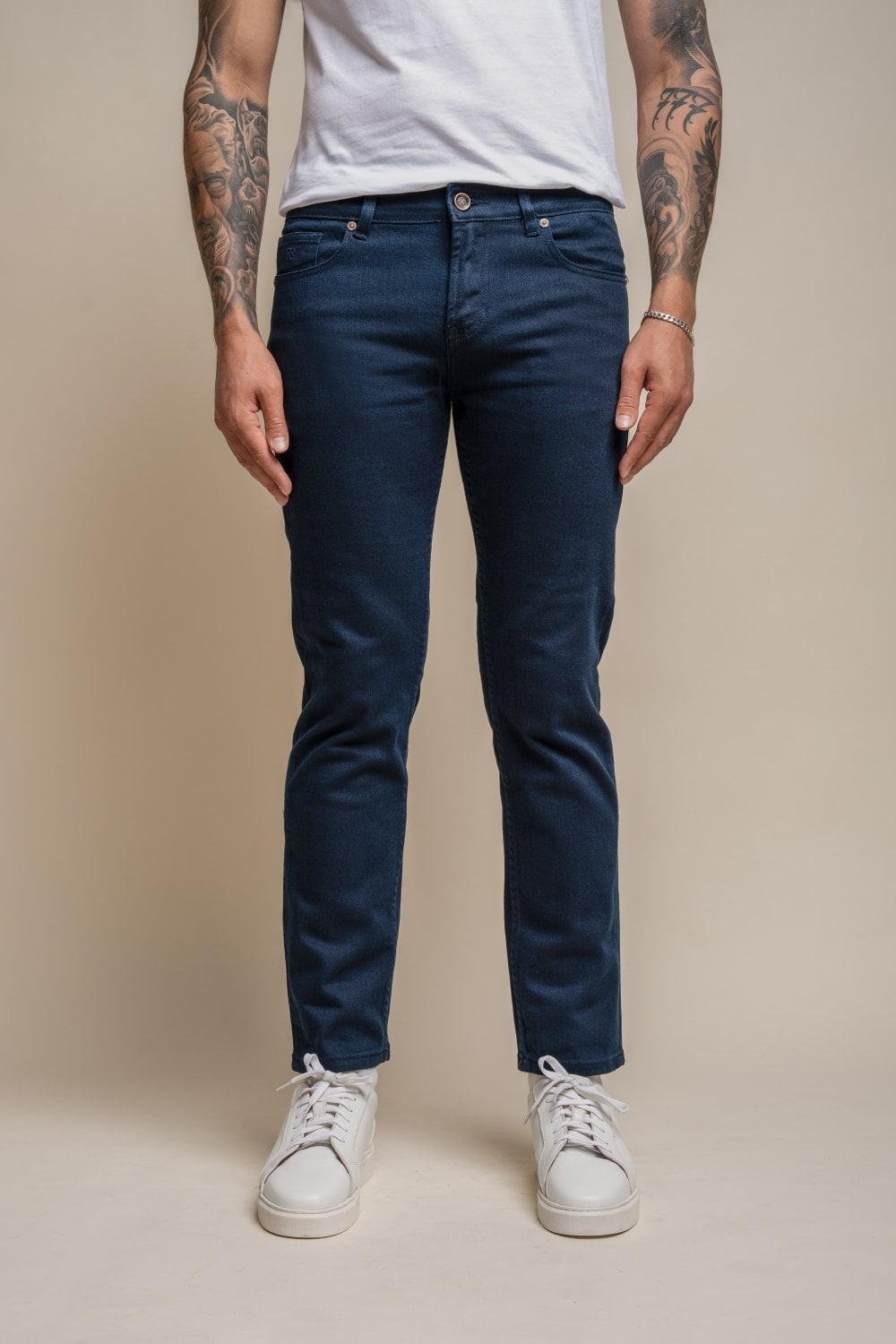 Herren Baumwolle Slim-Fit Stretch Denim Jeans - MILANO - Stahlgrau