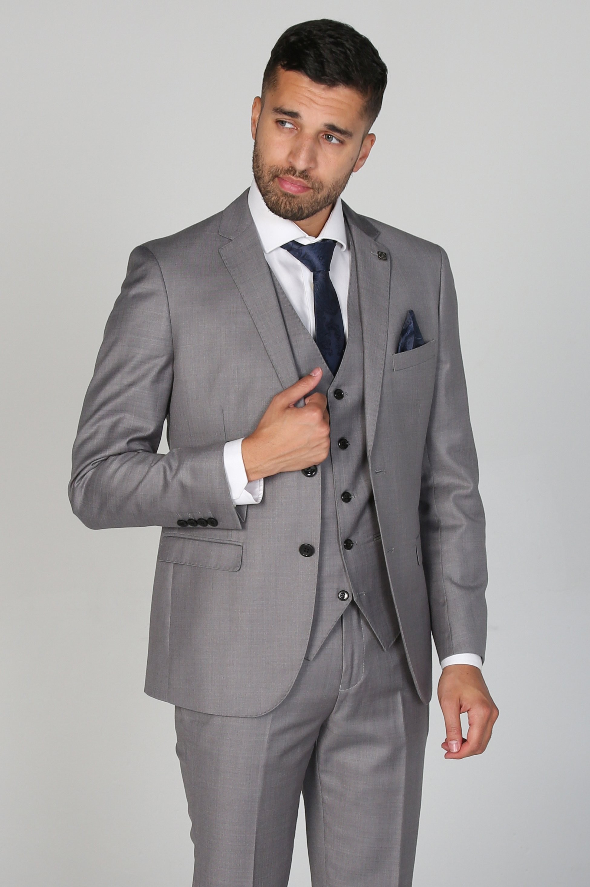 Men's Tailored Fit Formal Suit  - CHARLES - Light Grey